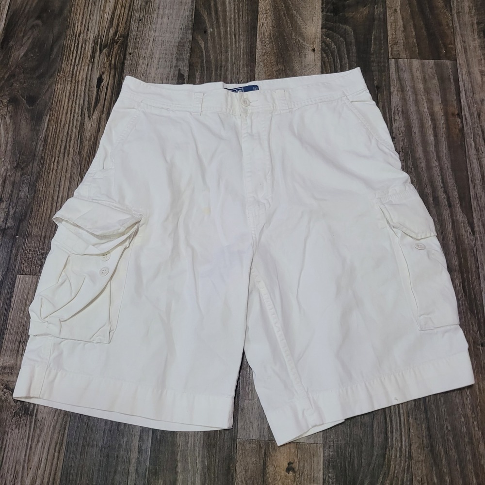 Men's Polo by Ralph Lauren White Cotton Utility Cargo Shorts Tag size 35